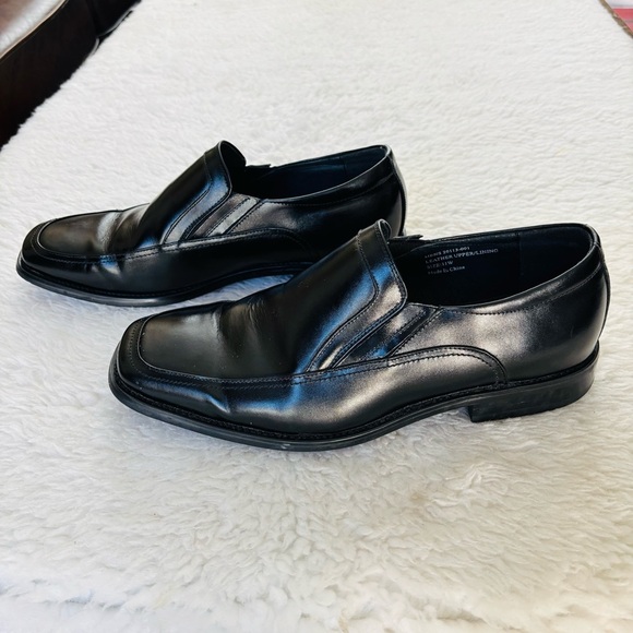 Stacy Adams Black Leather Slides On Dress Shoes size 11 W - Picture 3 of 11